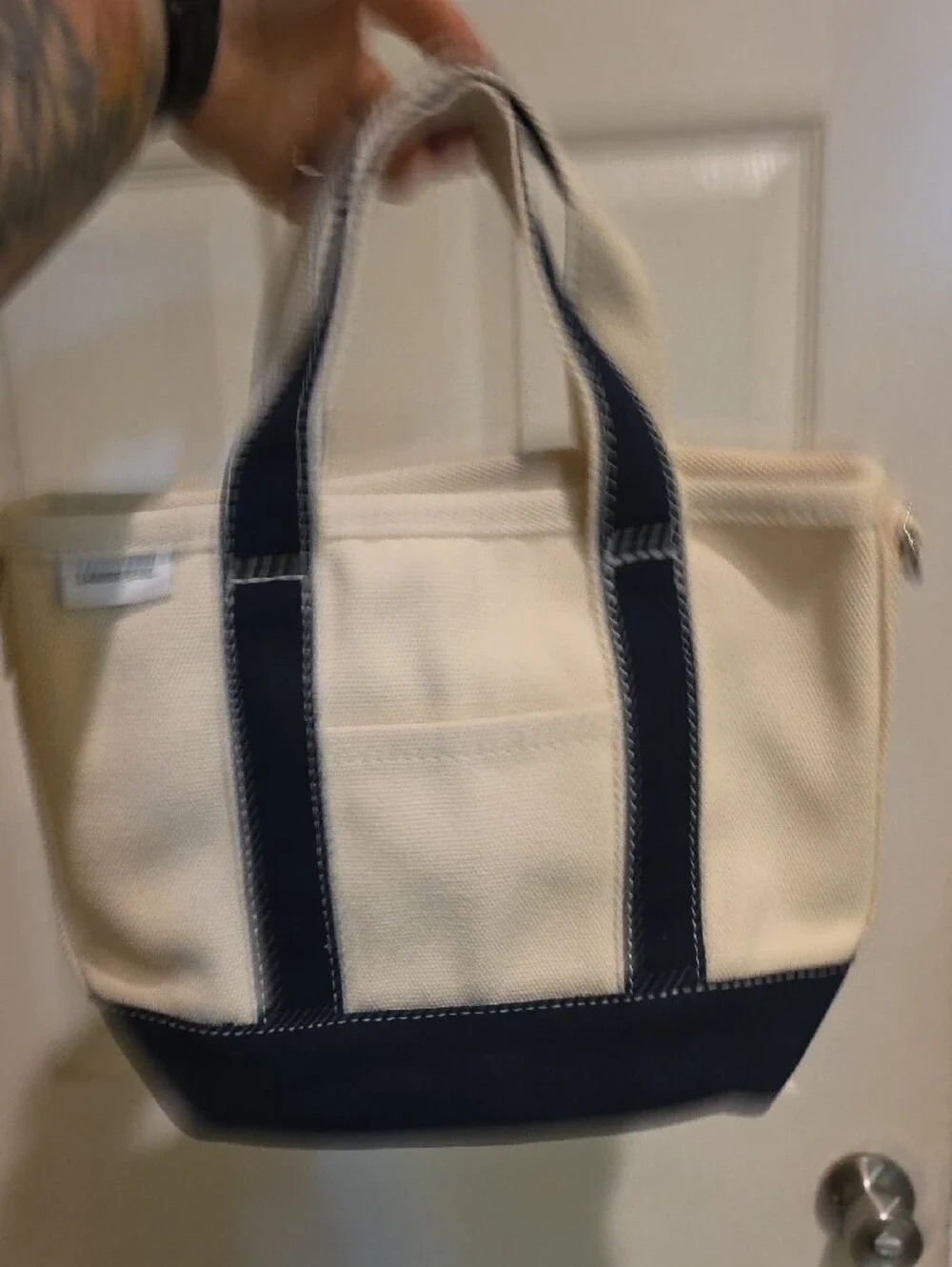 Canvas Tote Bag in Cream and Navy - Classic Everyday Carry